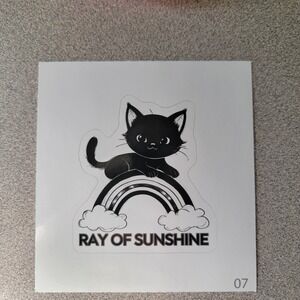 Cute Black Cat Ray of‎ Sunshine Rainbow Sticker Decal Laptop Car Decor